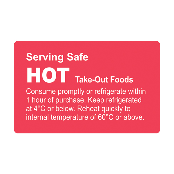 Hot Prep Label - 38mm x 60mm Permanent Printed Red 032 Reverse Block - Roll 500
