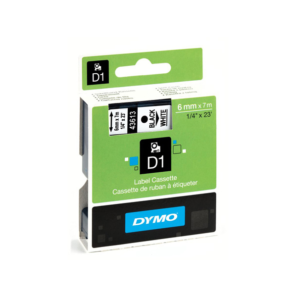 DYMO® D1 Label Cassette / 6mm x 7m / Black on Clear