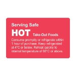 Hot Prep Label - 38mm x 60mm Permanent Printed Red 032 Reverse Block - Roll 500